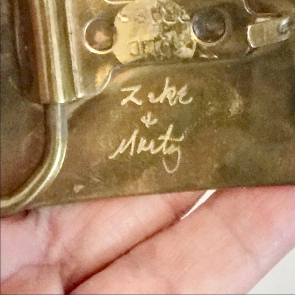 SOLID Brass Brutalist Style Zeke & Marty Artisan Made Belt Buckle - Picture 4 of 6